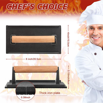 Prensa parrilla hierro fundido 8x4pulg 2.2lb
