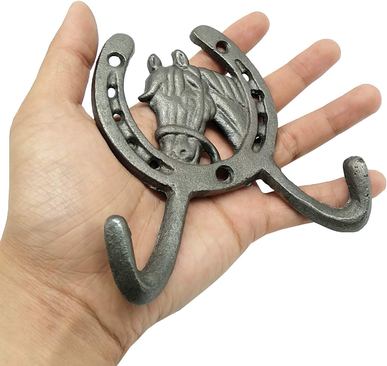 2 Ganchos Hierro Fundido Doble Occidental 4.5"