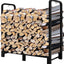 Soporte madera leña 4ft apilador negro interiores exteriores