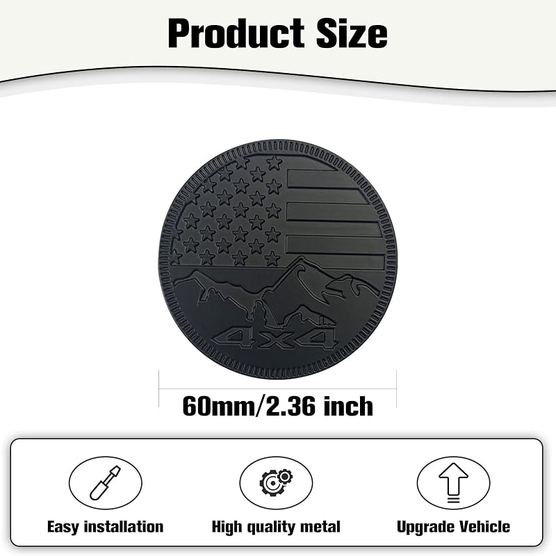 Emblema bandera EE.UU. 4x4 metal 3D para Jeep Wrangler negro mate