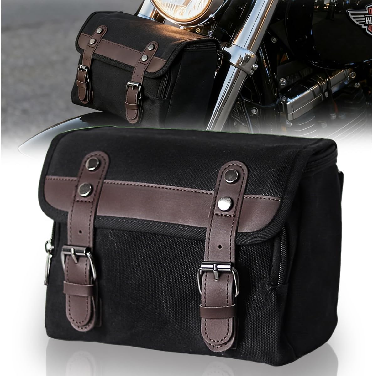 Bolsa herramientas motocicleta sillín vintage gran capacidad