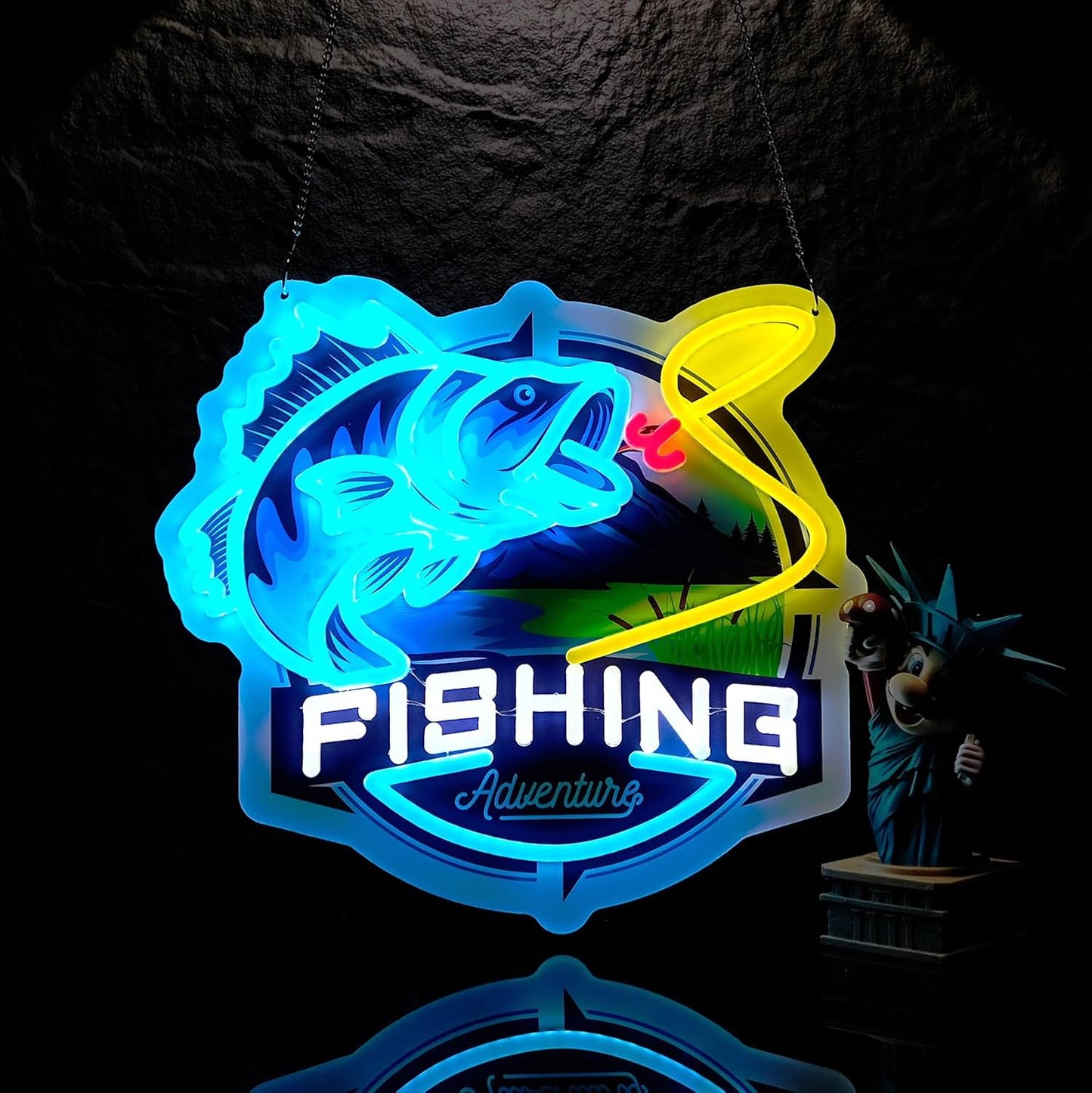 Letrero neón pesca con interruptor fiestas hogar