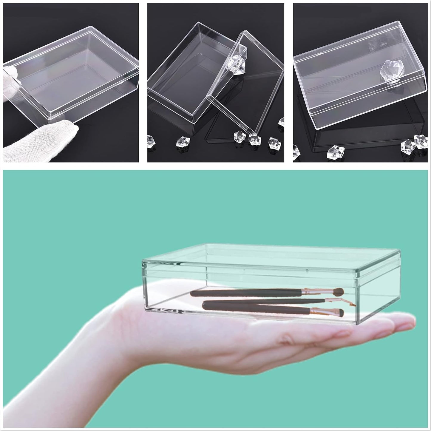 Caja acrílico transparente 2 pzas para dulces y joyas