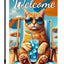 Bandera jardín gato naranja 12x18pulg doble cara