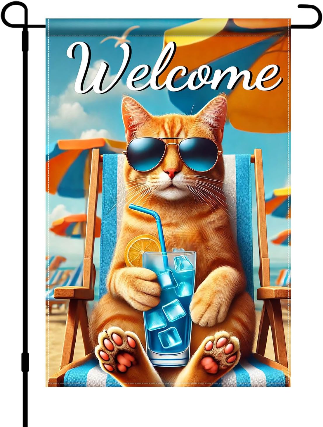 Bandera jardín gato naranja 12x18pulg doble cara