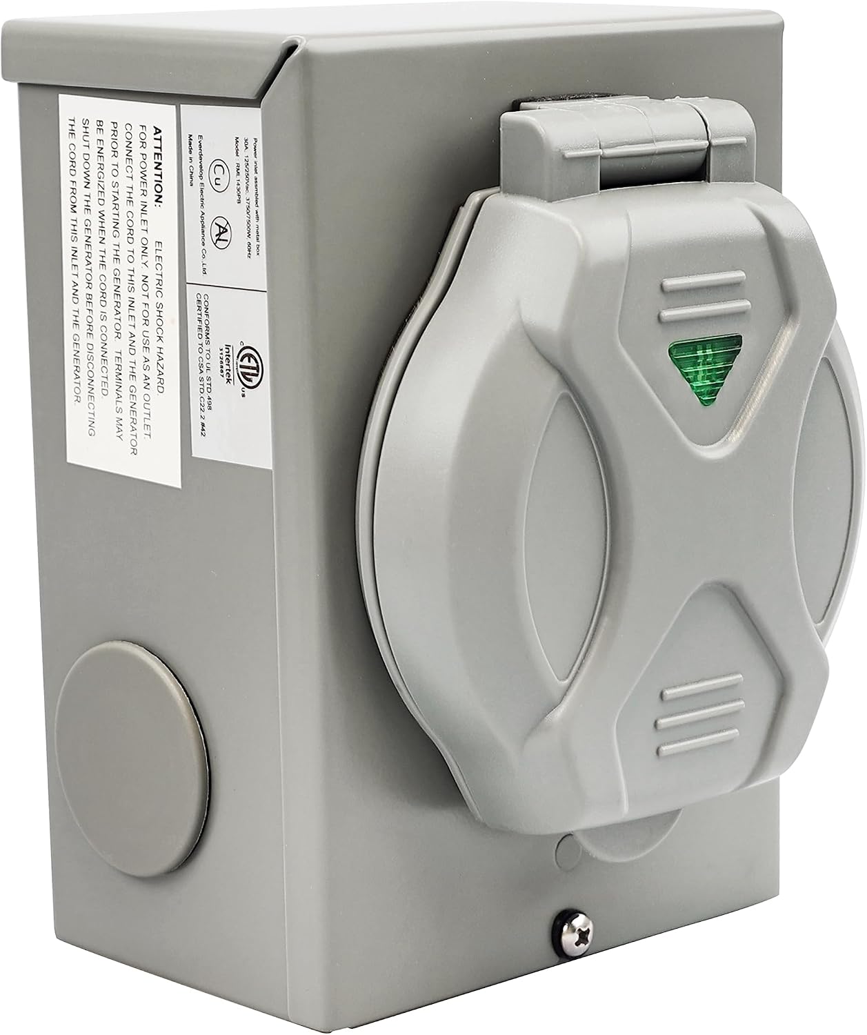 Caja entrada generador 30A NEMA L14-30P con enchufe bloqueo