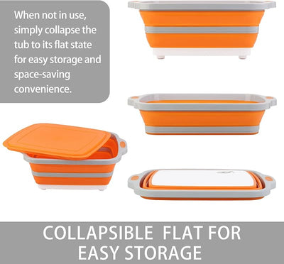 Tabla cortar plegable con fregadero colador y cesta 8L