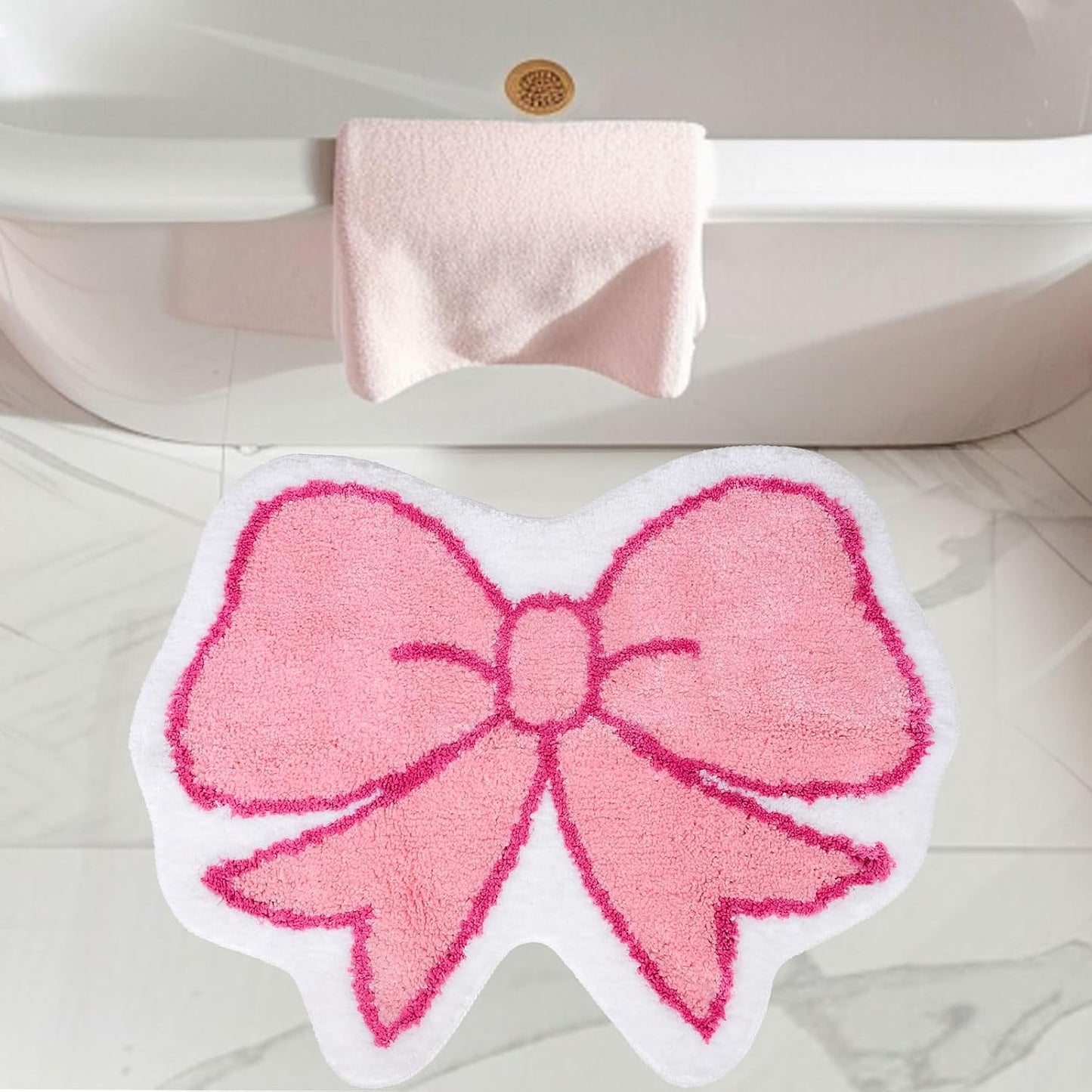 Alfombra baño con lazo rosa antiderrap hogar cocina