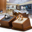 Soporte joyas madera anillo cuadrado pendientes gris