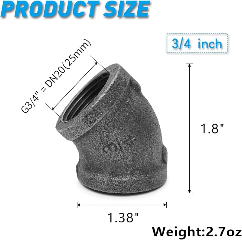 20 Conectores Hierro Fundido 3/4pulg 45 Grados para Muebles