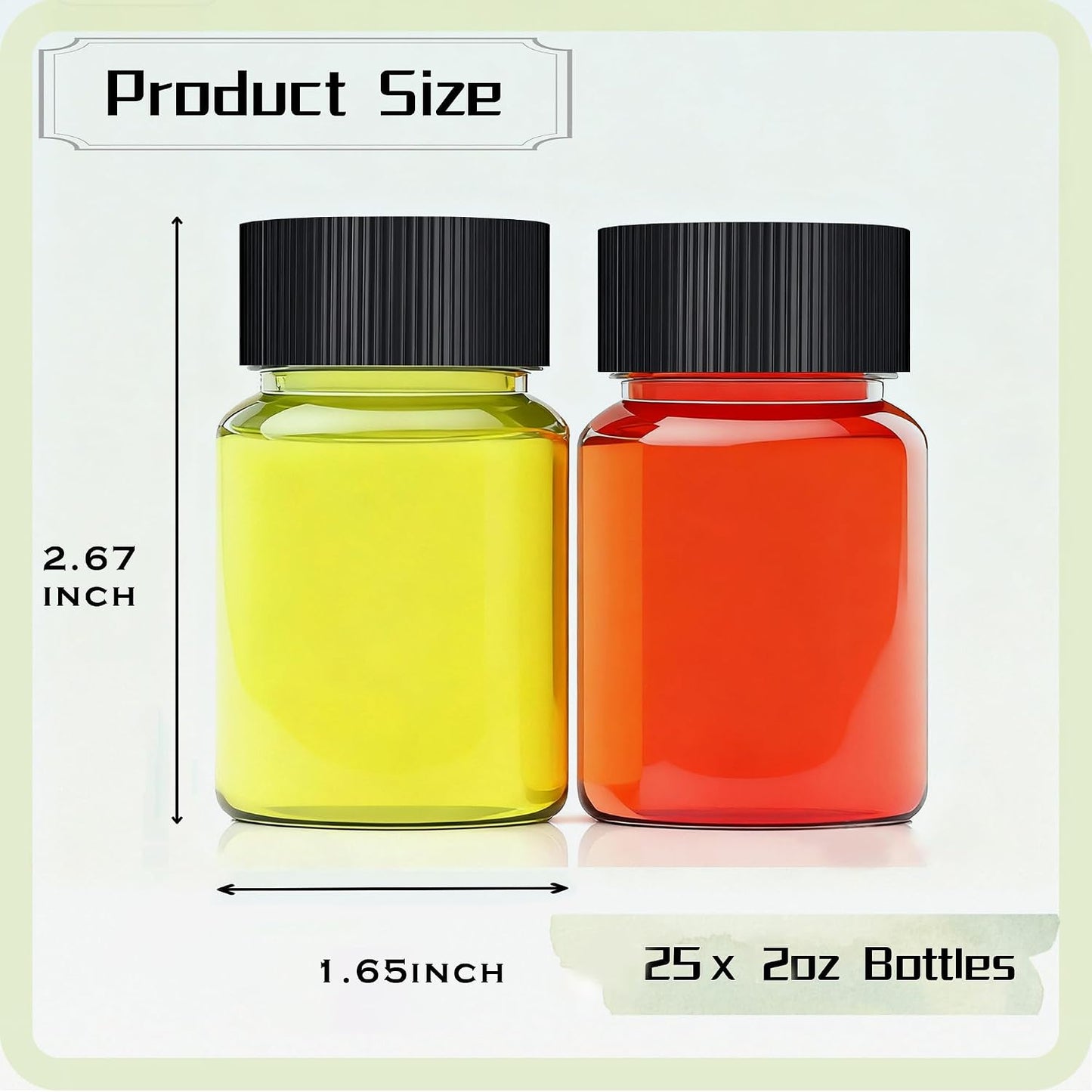 25 Botellas Plástico 2oz Boca Ancha Tapas Reutilizables