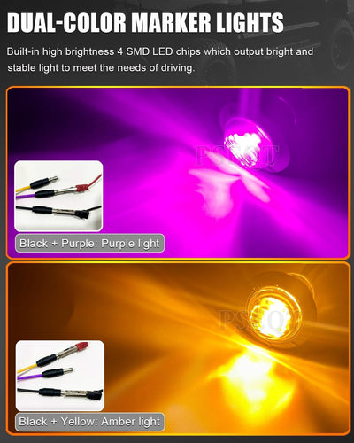 Luces LED remolque 3/4'' ámbar-morado 12V impermeables