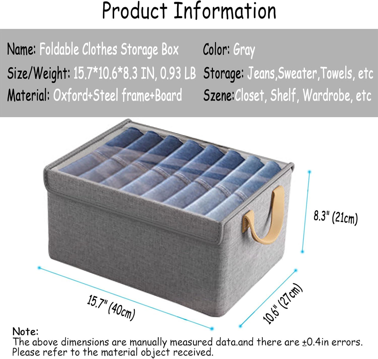 Contenedor ropa tela acero 23L 4uds apilable gris