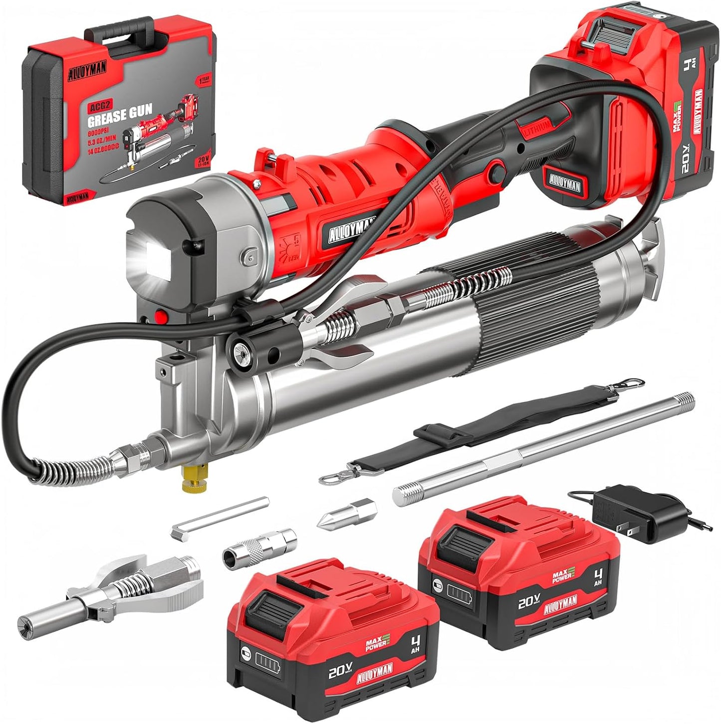 Kit grasa eléctrica 2en1 12000psi 5.3oz/min manguera 39.4”