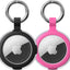 Fundas silicona AirTag con llavero IPX8 negro/rosa