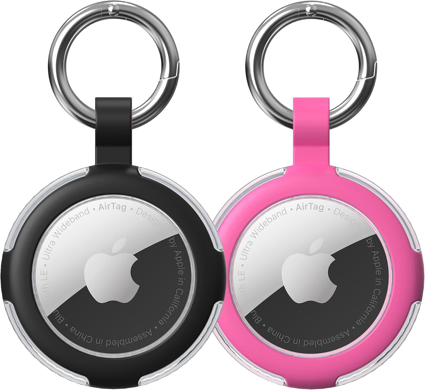 Fundas silicona AirTag con llavero IPX8 negro/rosa