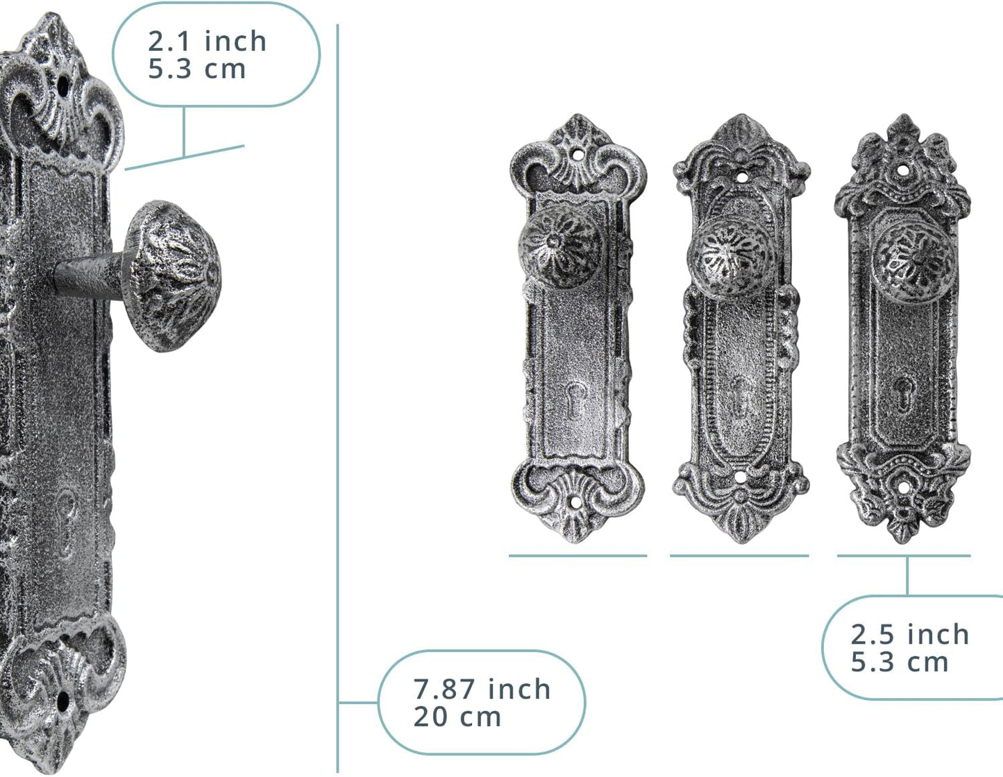 Ganchos hierro fundido pared set 3 color plata/negro