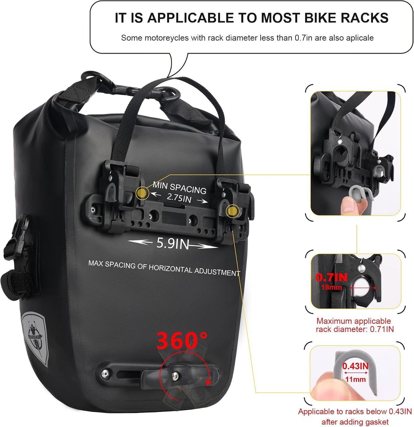 Bolsa alforja bicicleta 7L impermeable correa hombro