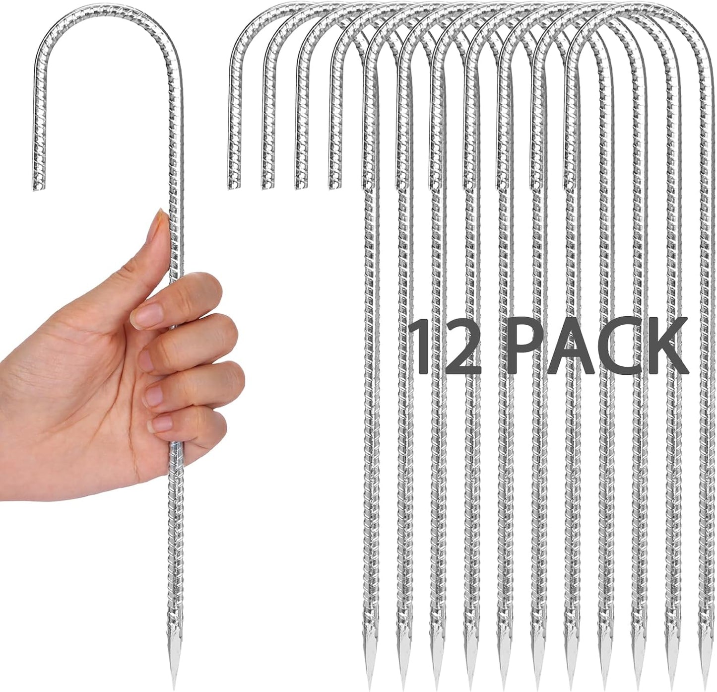 12 Estacas Metal Galvanizado 12pulg Gancho J Valla