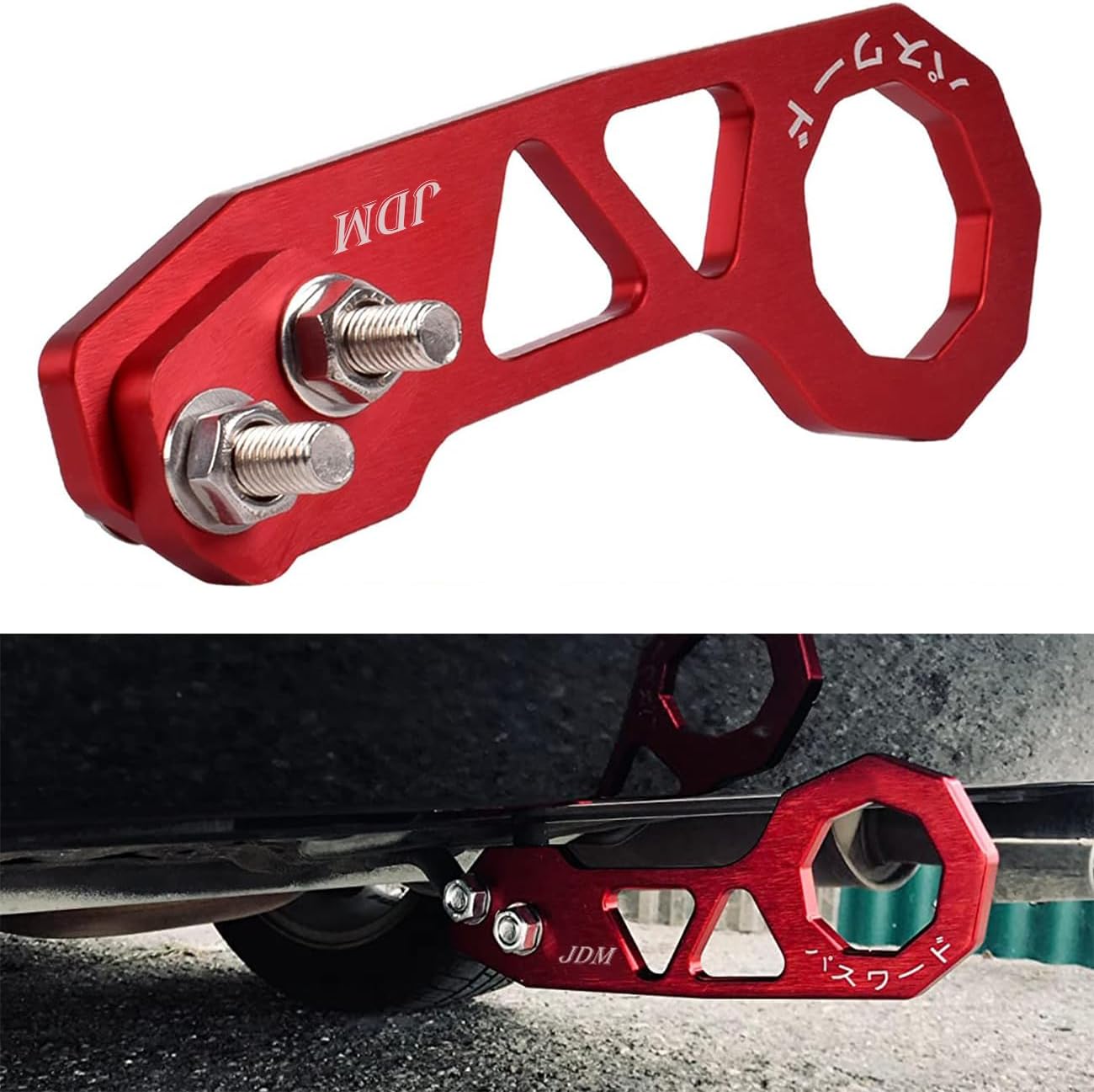 Gancho remolque aluminio rojo coche carreras