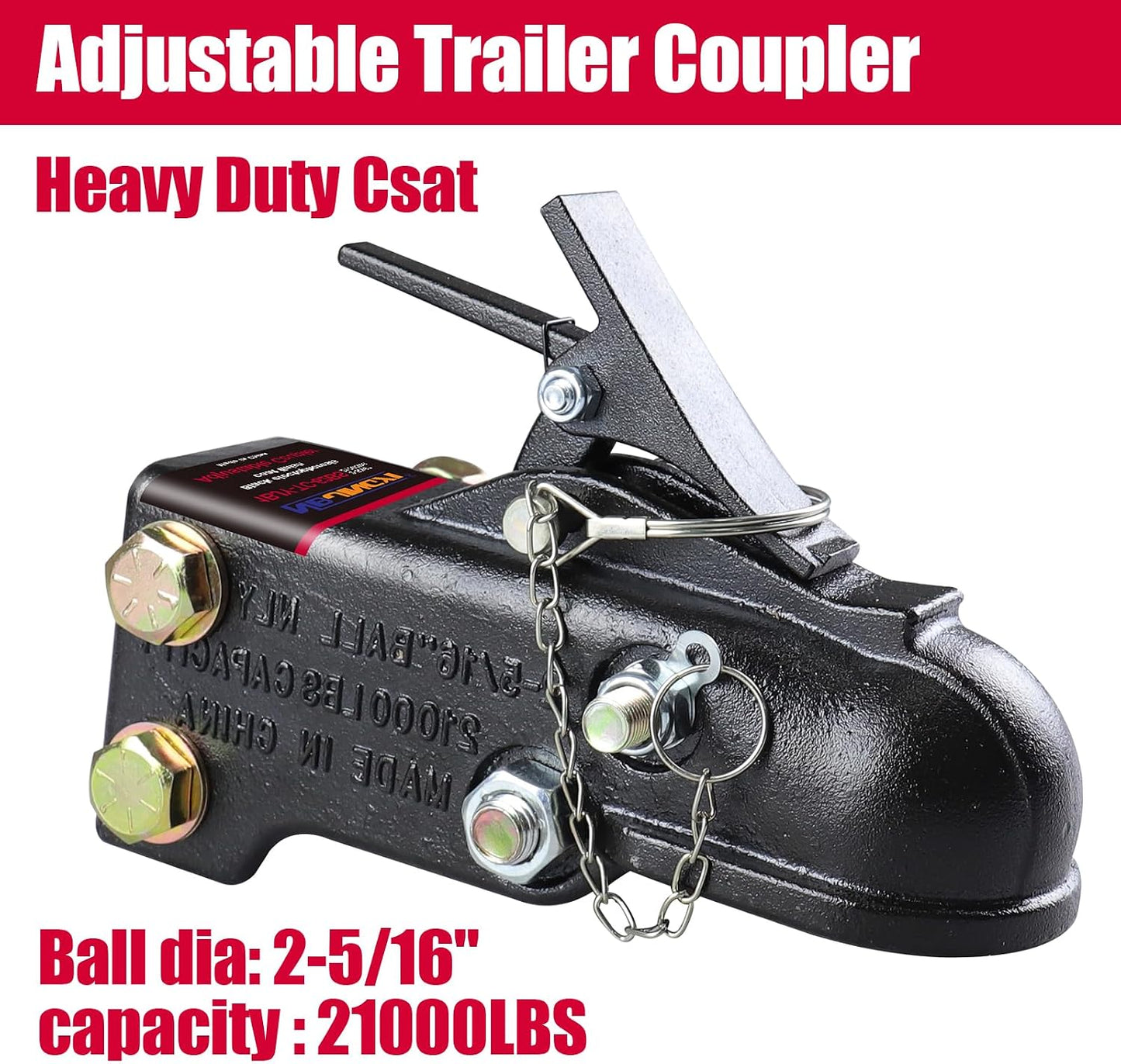 Acoplador remolque ajustable 2-5/16" 21000lb bloqueo