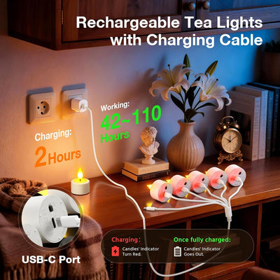 6 Velas LED Recargables con Temporizador Hogar Boda Halloween