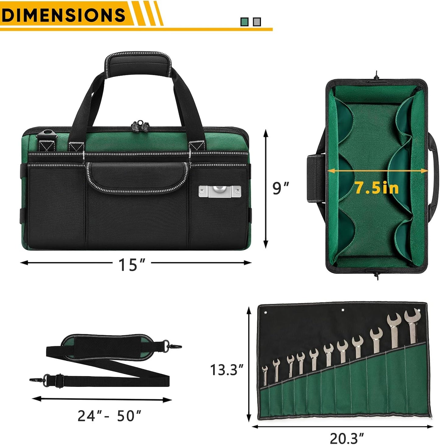 Bolsa herramientas con organiz. llaves base antiderrap