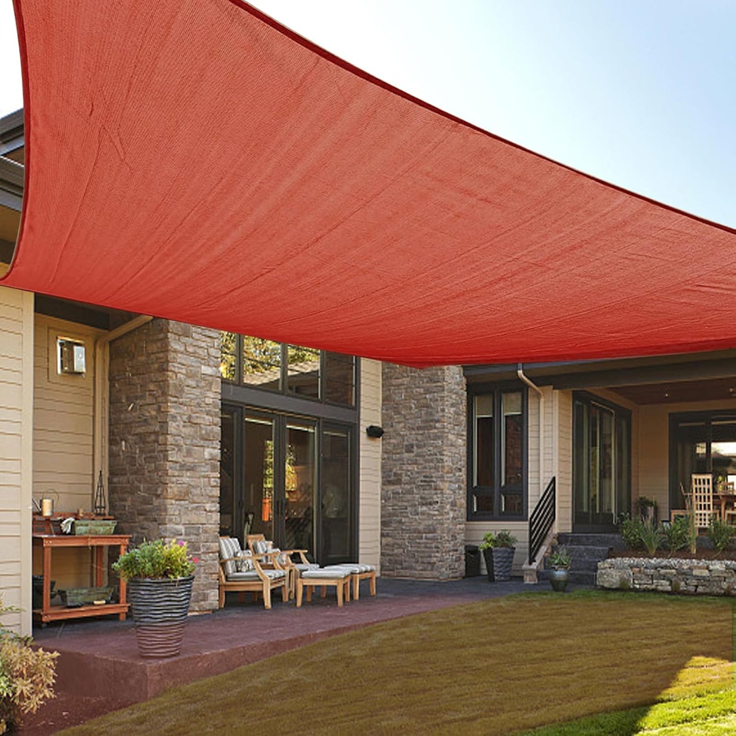 Toldo rectangular 20x20ft para patio color rojo
