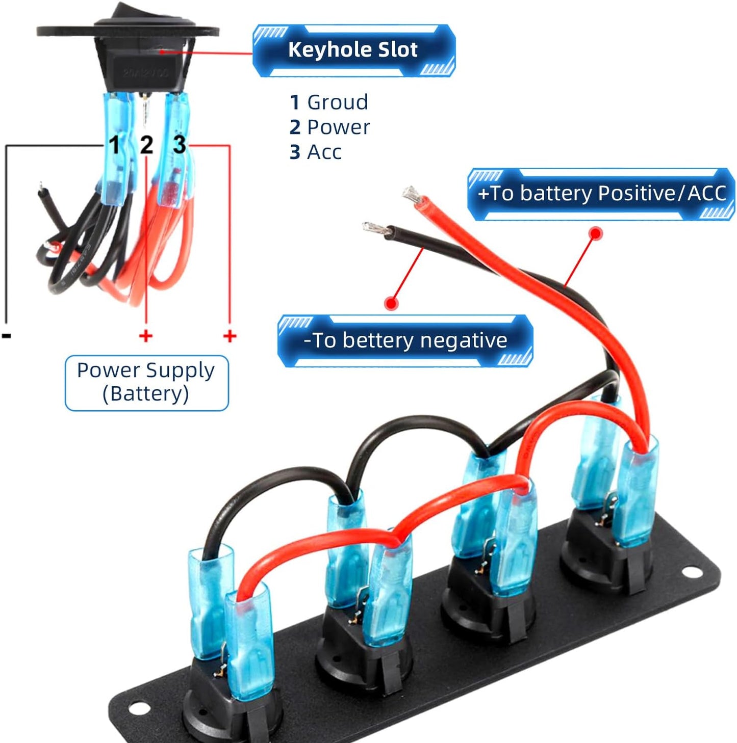 Interruptor basculante 12V impermeable para coche camión