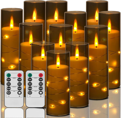 Velas LED sin llama 5-8" con control remoto set 12