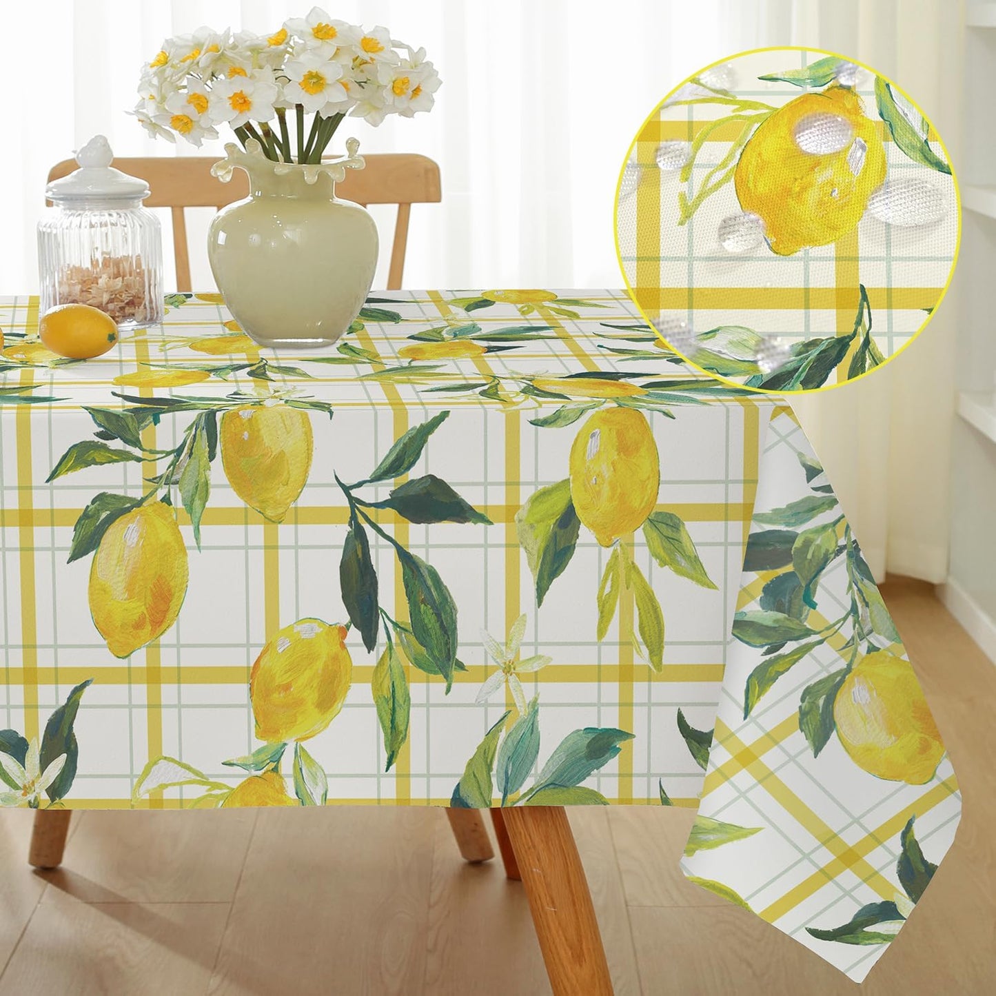 Mantel cuadros búfalo amarillo 52x70pulg resistente agua