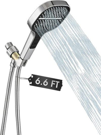 Cabezal ducha mano manguera 79pulg espray 8 ajustes cromo