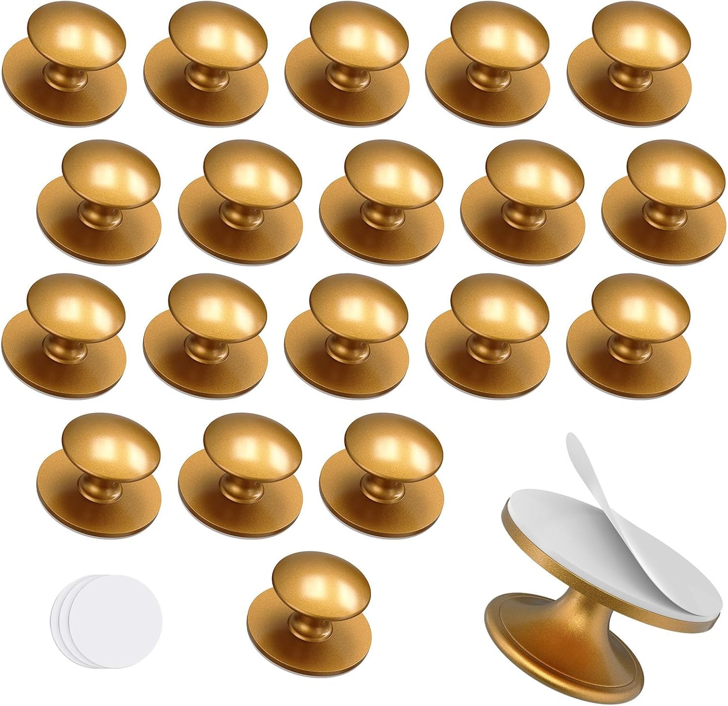 20 Pomos Adhesivos Acero Inox para Cajones Cocina