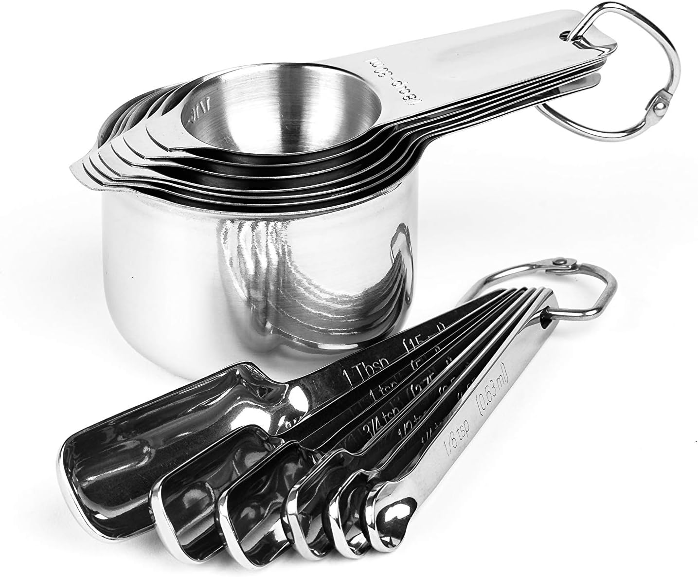 Set 13 Pzas Tazas y Cucharas Medidoras Acero Inox