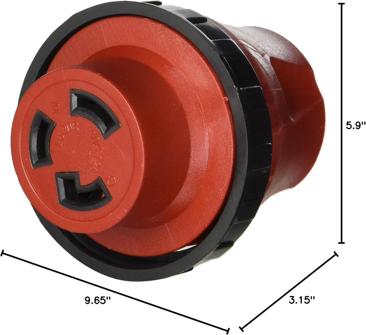 Adaptador enchufe desmontable 15AM a 30AF rojo
