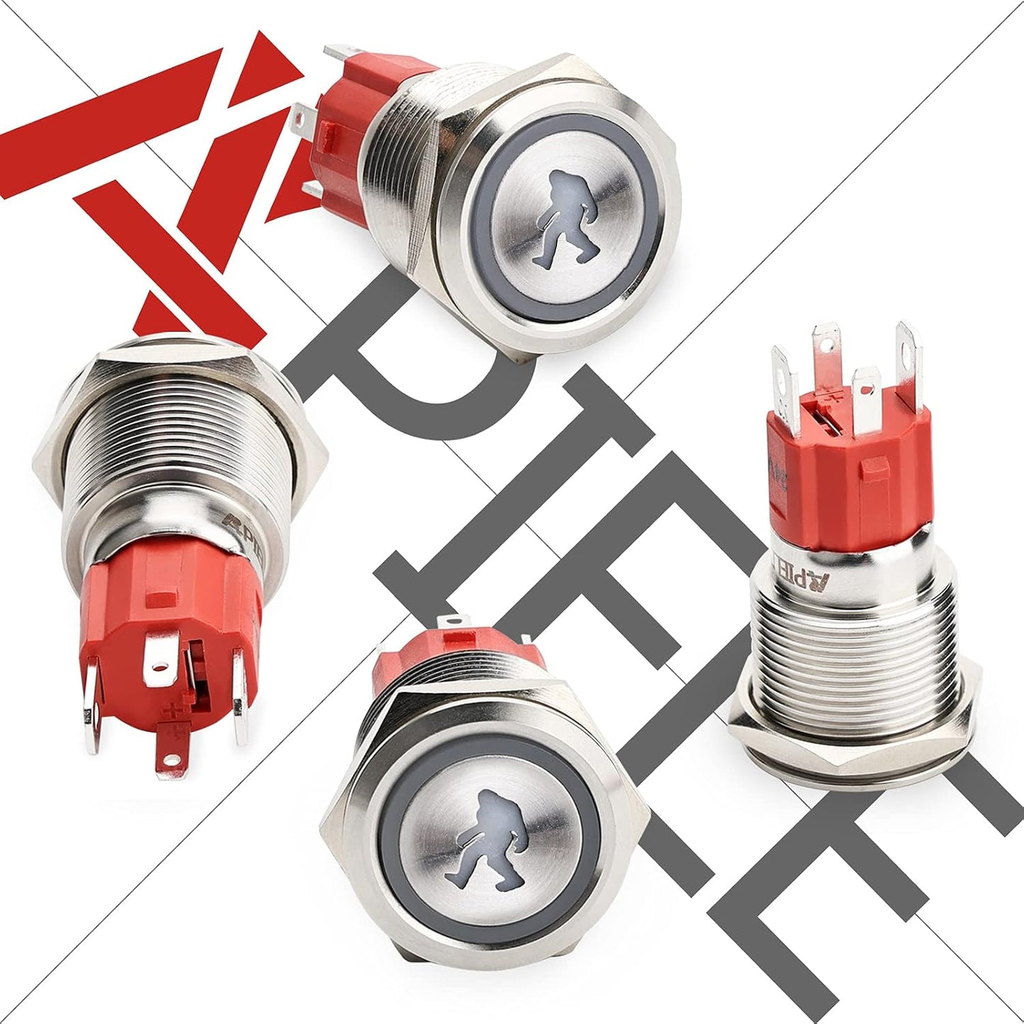 Interruptor botón luces acero inox 12v 24vcc 19mm auto
