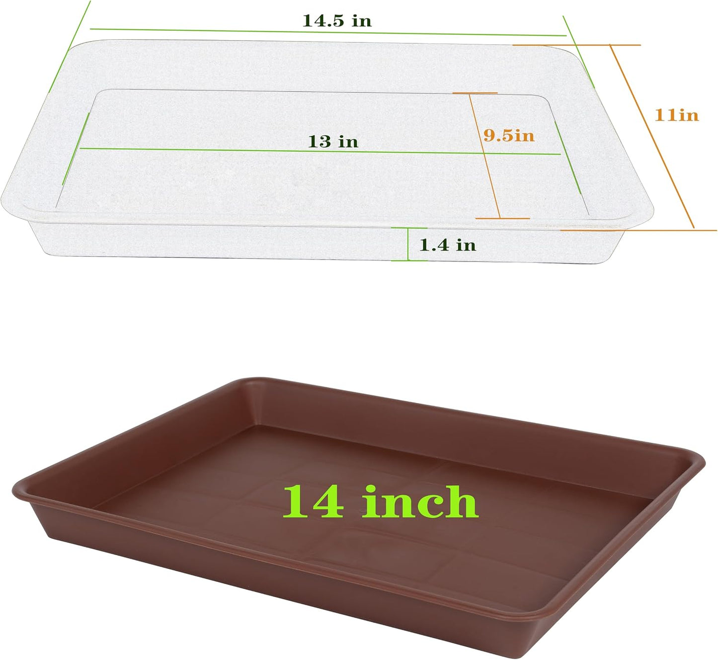 Bandejas cultivo plantas 4 pzas 36.8x27.9cm plástico