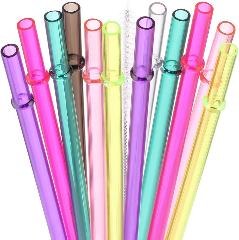 Pajitas Tritan reutilizables 9pulg set 12 con cepillo 7 colores