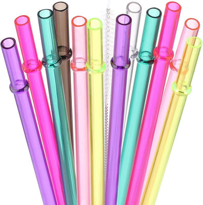 Pajitas Tritan reutilizables 9pulg set 12 con cepillo 7 colores
