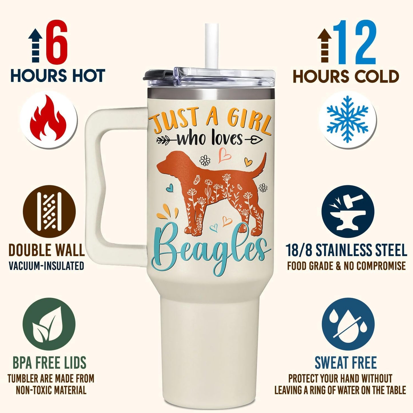 Vaso térmico Dog Mom 40oz regalo para dueñas de perros