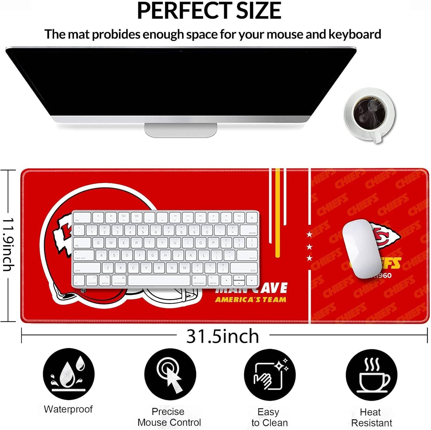 Alfombrilla mouse set bordes cosidos rojo