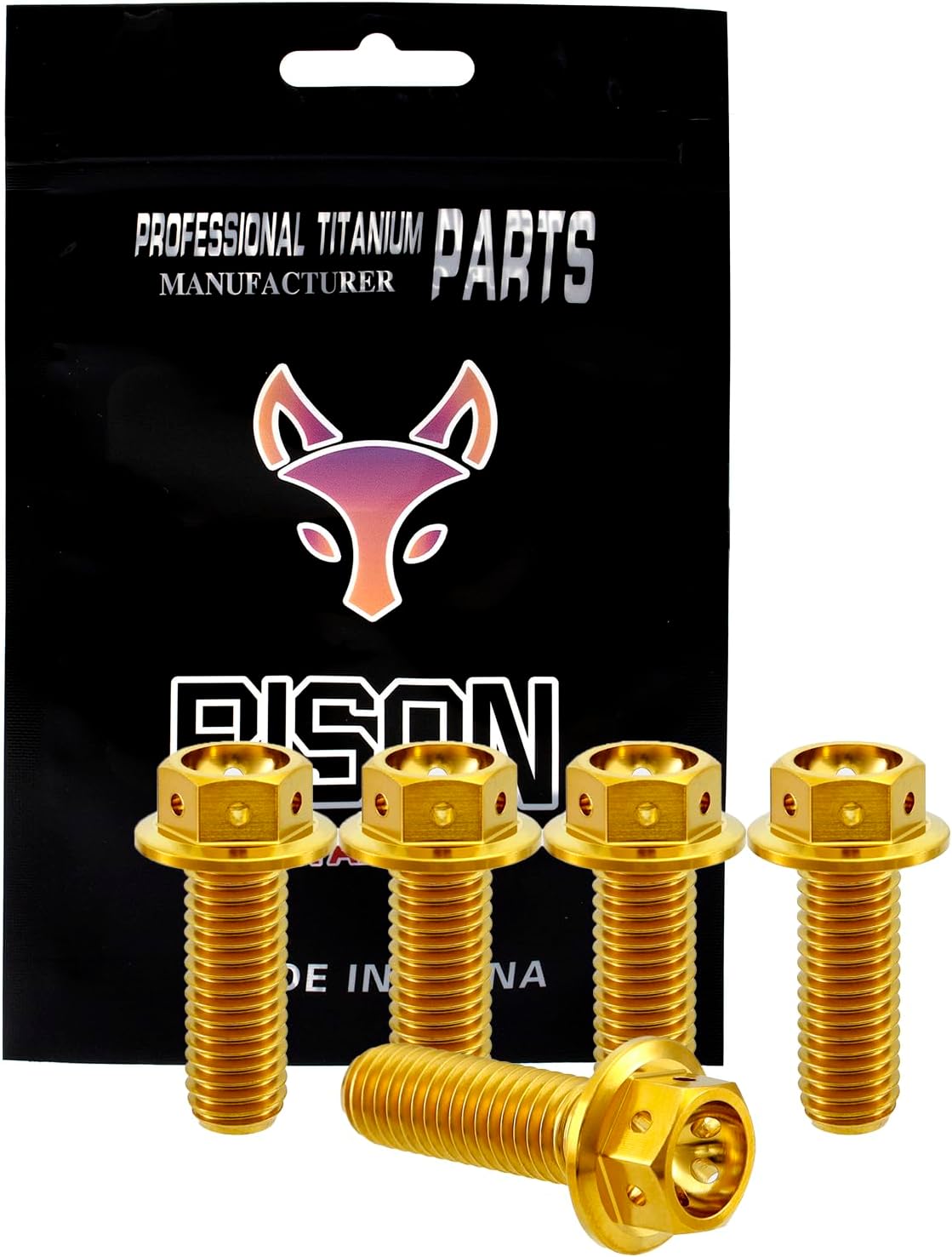 Pernos titanio GR5 M6x12mm dorados pack 5