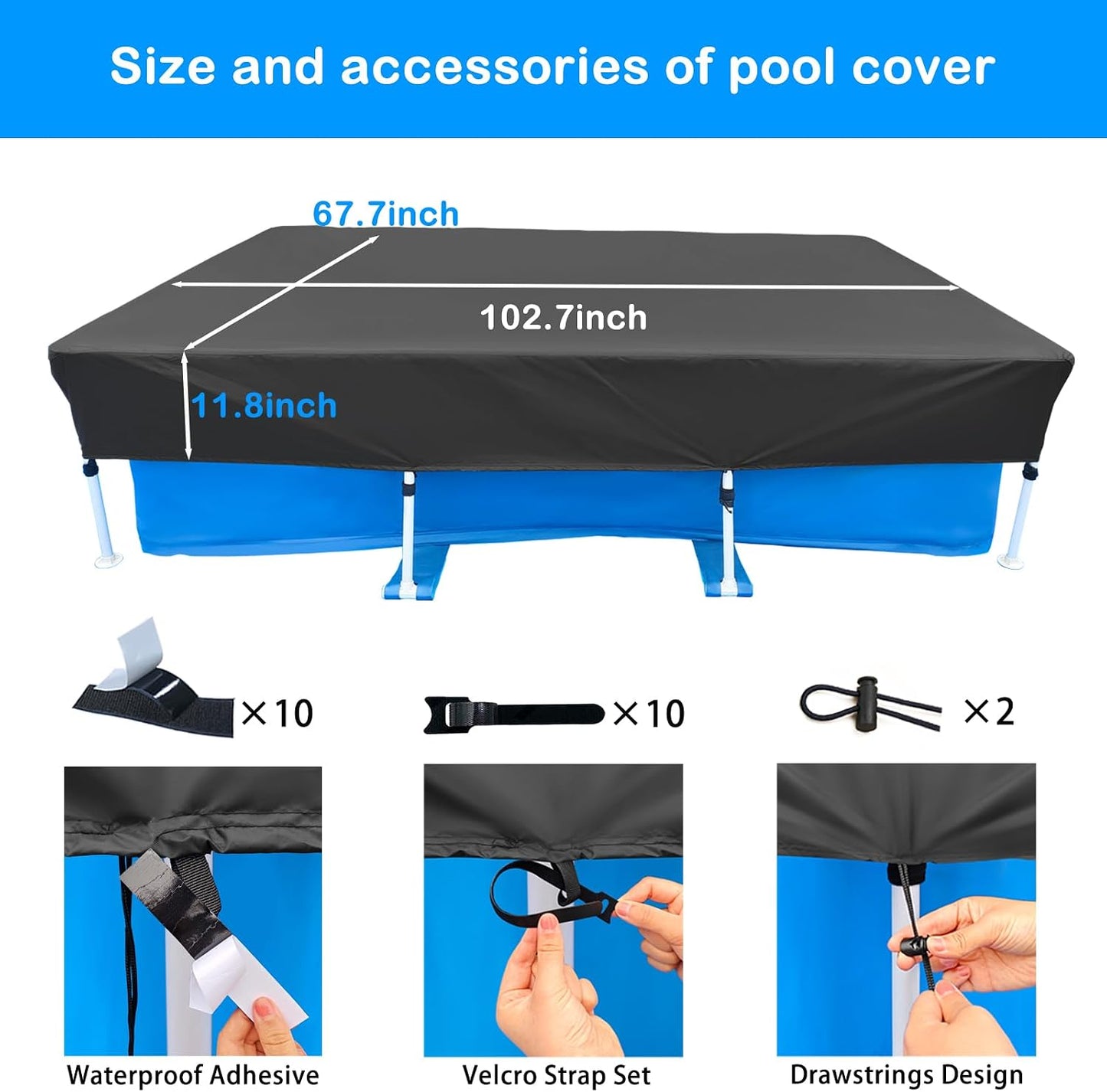 Cubierta piscina 102x63" resistente UV y polvo
