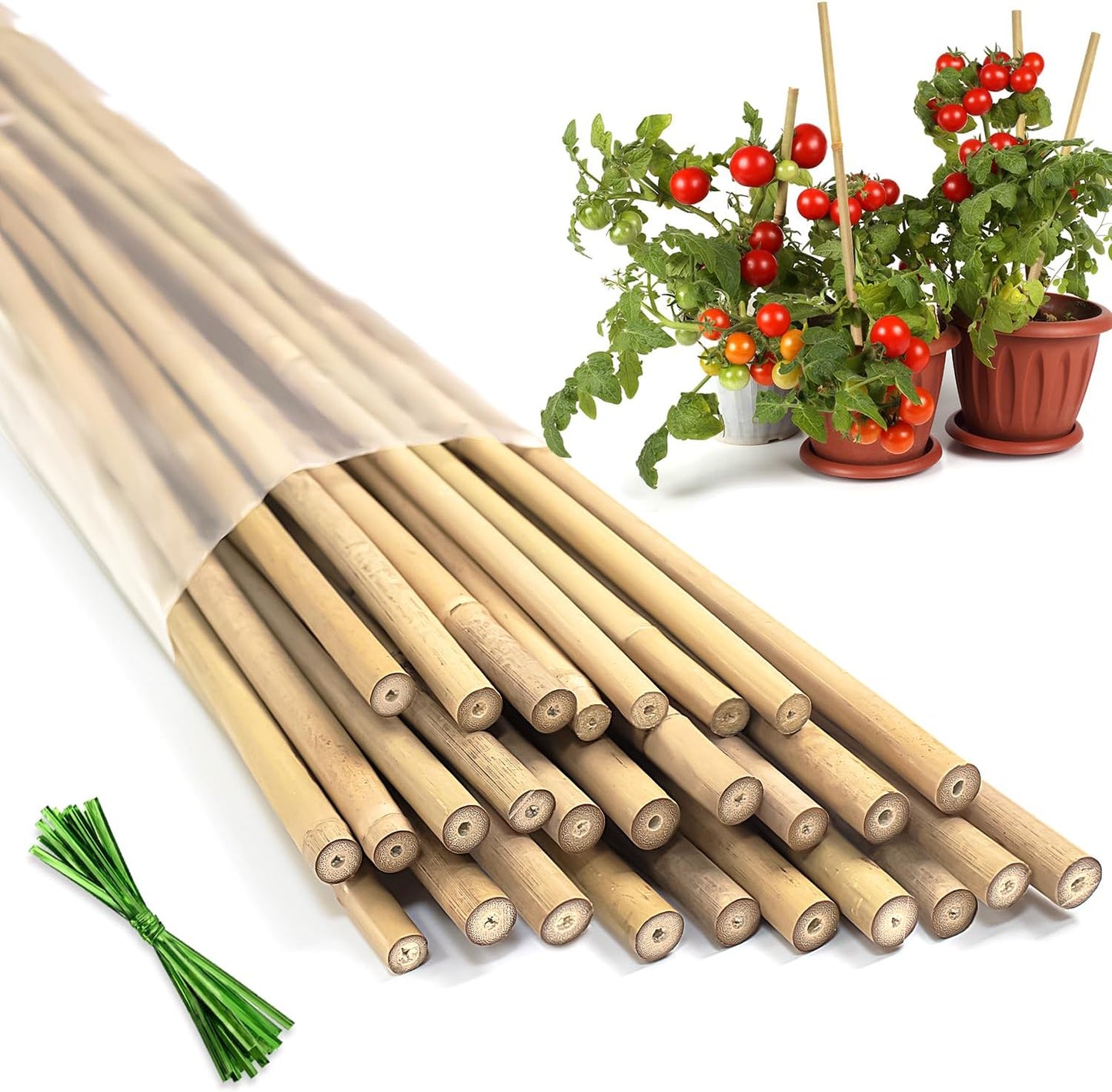 Estacas bambú 18pulg para plantas interior exterior tomates flores