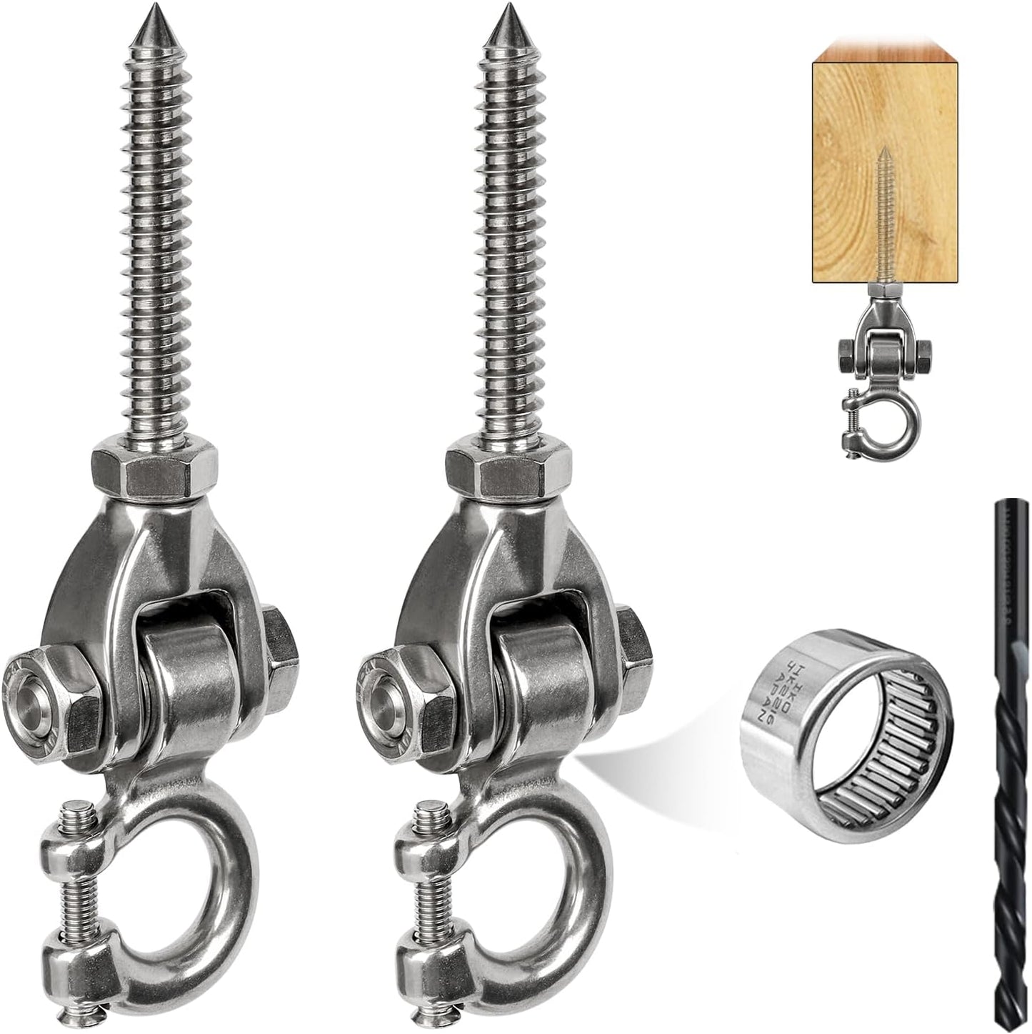 Ganchos columpio resistentes acero inox 1000lb 2 pack 6pulg
