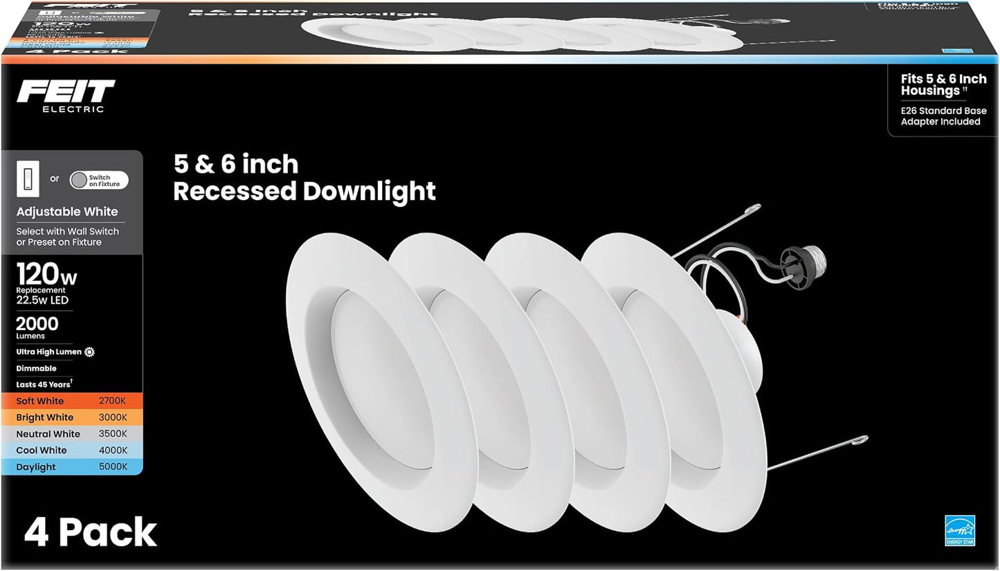 Lámpara empotrable LED 5/6pulg 22.5W blanco ajustable
