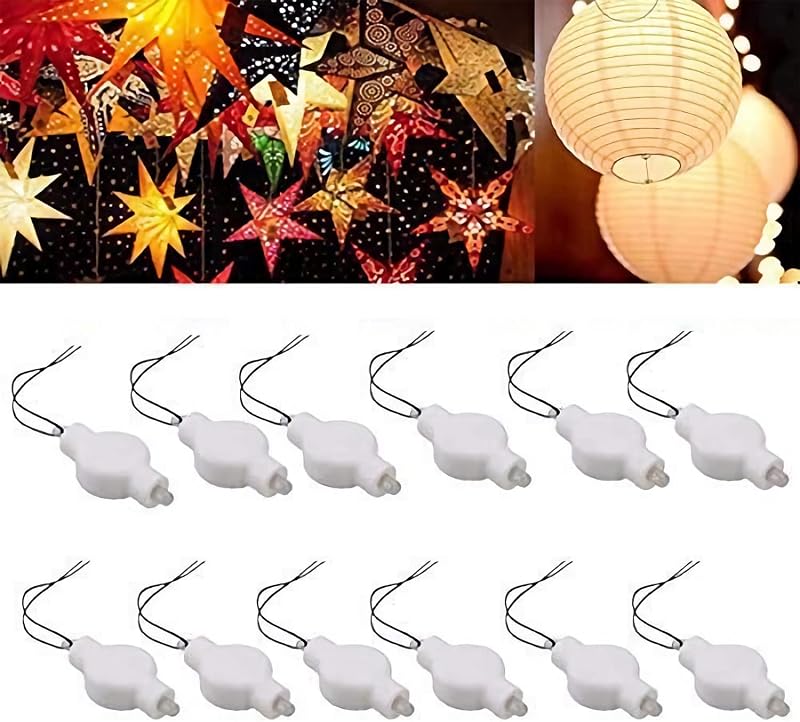 Luces LED farol papel batería 12 pzas blanco cálido
