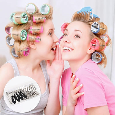 Pinzas pelo mujer 44 pzas pico pato metal plateado negro