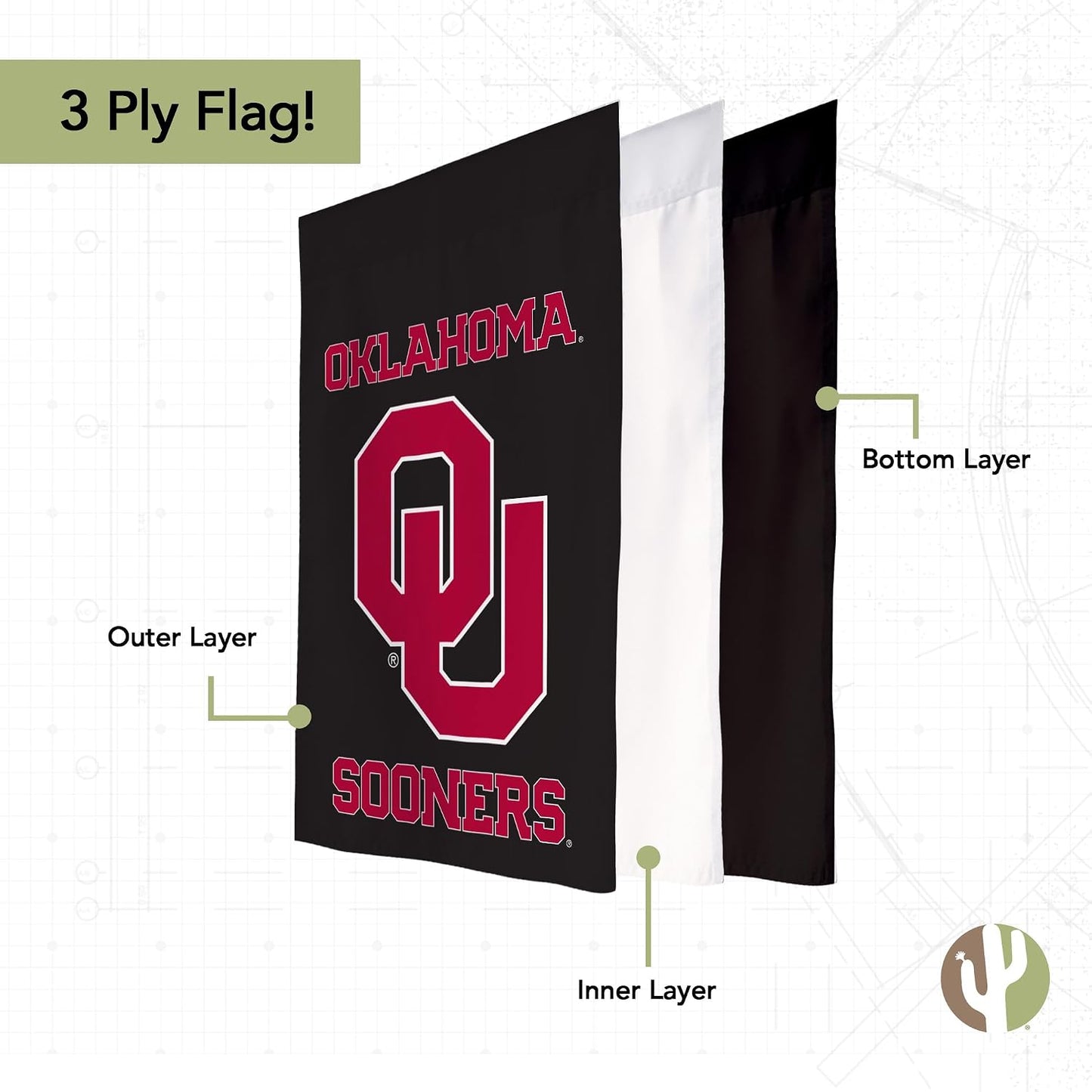 Bandera jardín Oklahoma Sooners 19x12pulg diseño I