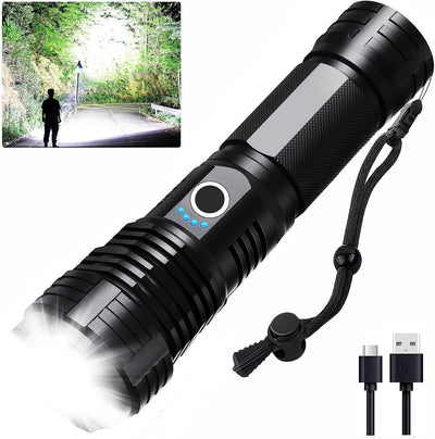 Linterna LED recargable 90000 lúmenes 5 modos impermeable